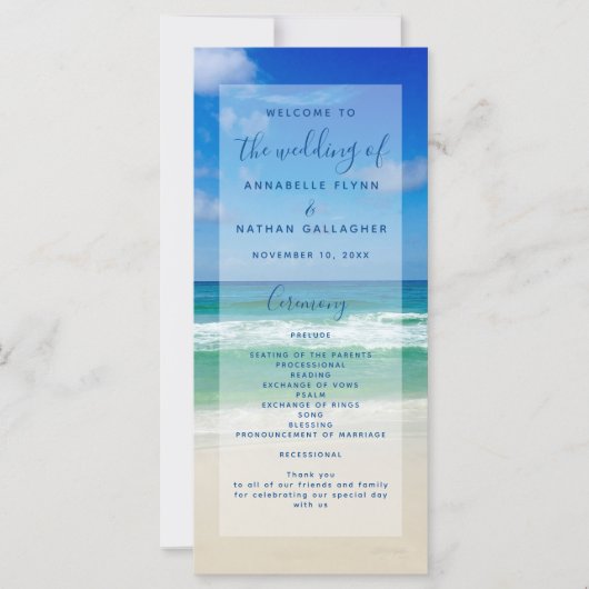 Ocean Waves Photography Beach Wedding Programme (Devant)