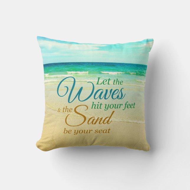 Ocean Waves Quote Beach Pillow Kussen (Voorkant)