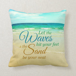 Ocean Waves Quote Beach Pillow Kussen