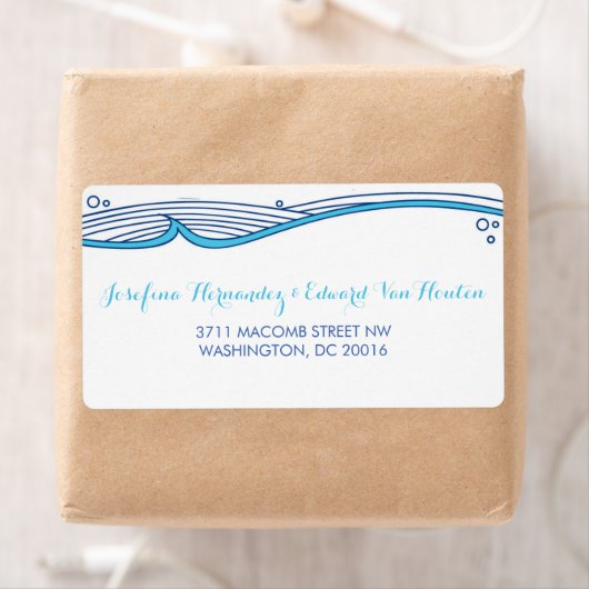 Ocean Waves Reply Card Mailing Address Label (Insitu)