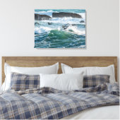 Ocean Waves, Rocks en Zee Birds Canvas afdrukken (Insitu (Slaapkamer))