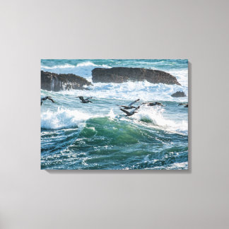 Ocean Waves, Rocks en Zee Birds Canvas afdrukken