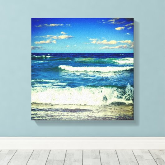 Ocean Waves Rolling to Shore Canvas Wrap" (Insitu (Houten vloer))
