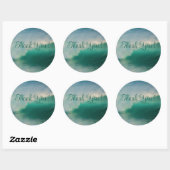 Ocean Waves Round Wedding Thank You Stickers (Vel)