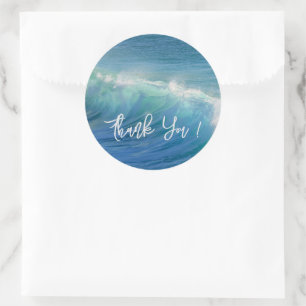 Ocean Waves Round Wedding Thank You Stickers