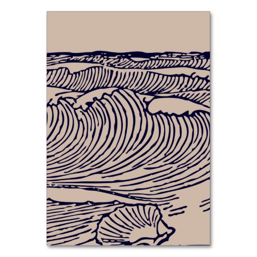 Ocean Waves Rustieke Strand Bruiloft Tafel Kaart (Achterkant)