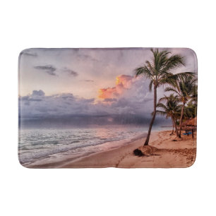 Ocean Waves Sandy Beach Sunset Badmat
