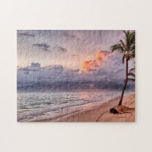 Ocean Waves Sandy Beach Sunset Legpuzzel