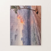 Ocean Waves Sandy Beach Sunset Legpuzzel (Verticaal)