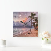 Ocean Waves Sandy Beach Vierkante Klok (Huis)