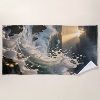 Ocean Waves & Sea Foam Beach Towel Strandlaken