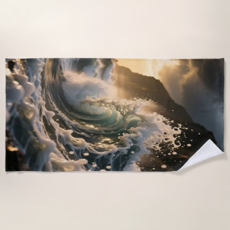 Ocean Waves & Sea Foam Beach Towel Strandlaken