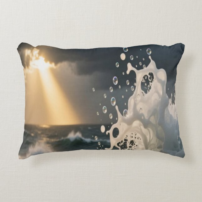 Ocean Waves & Sea Foam Throw Pillow Cover Accent Kussen (Voorkant)