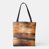 Ocean Waves Sunrise Zee de Day Quote Draagtas (Achterkant)