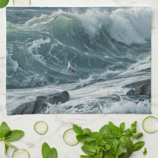 Ocean Waves Theedoek (Gevouwen)