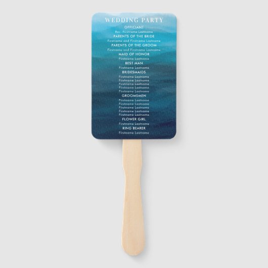 Ocean Waves Trouwprogramma Fan, Blauw Handwaaier (Achterkant)