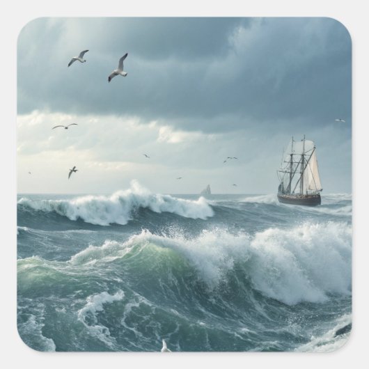 Ocean Waves Vierkante Sticker (Voorkant)