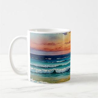 Ocean waves water color mug wrap designs