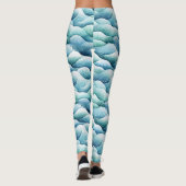 Ocean Waves Watercolor Turquoise Motif Leggings (Dos)