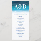 Ocean Waves Waterverf bruiloft programma, blauw Programma (Voorkant)