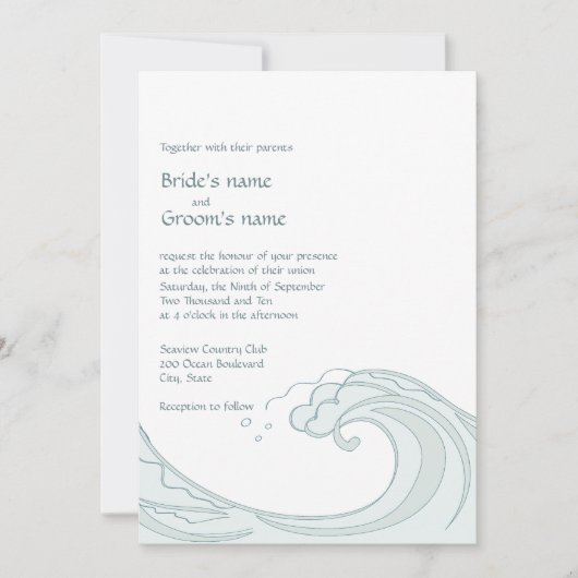 Ocean Waves Wedding Invitations Kaart (Voorkant)