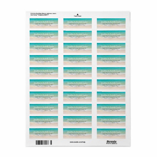 Ocean Waves Wit Zand Strand Kust Etiket (Full Sheet)