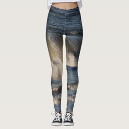 Ocean Waves Yoga Running Leggings