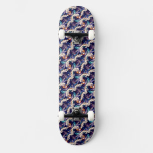 Ocean Waves Zee Japans Abstract Patroon Skateboard