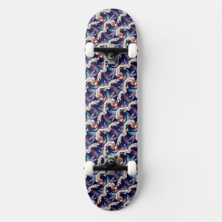 Ocean Waves Zee Japans Abstract Patroon Skateboard