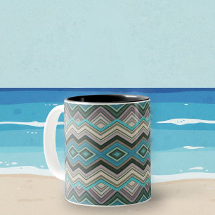 Ocean Waves Zig Zags & Stripes Tweekleurige Koffiemok