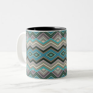 Ocean Waves Zig Zags & Stripes Tweekleurige Koffiemok