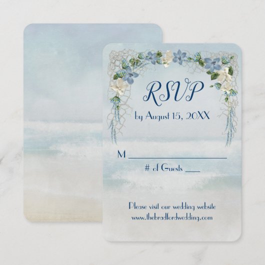 Ocean Wedding Flower Arch RSVP Kaart (Voorkant / Achterkant)