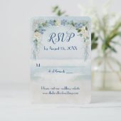 Ocean Wedding Flower Arch RSVP Kaart (Staand voorkant)