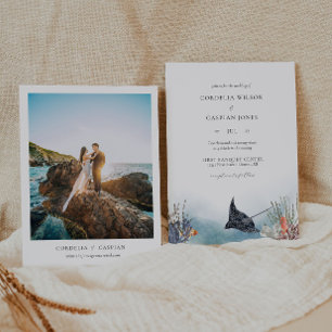 Ocean Wedding Invitations under the Zee Waterverf Kaart
