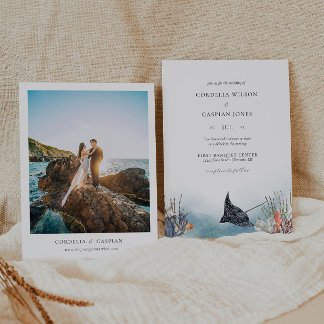 Ocean Wedding Invitations under the Zee Waterverf Kaart