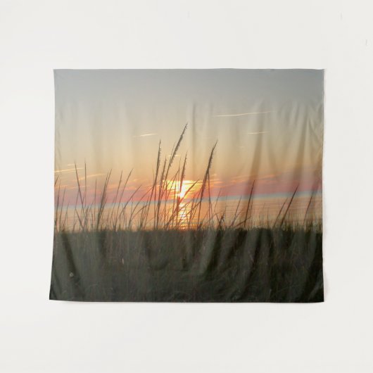 Ocean Weeds Blowing In The Wind Sunset Tapestry Wandkleed (Voorkant (horizontaal))