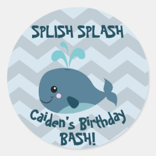 Ocean Whale thema verjaardagsfeestje Sticker