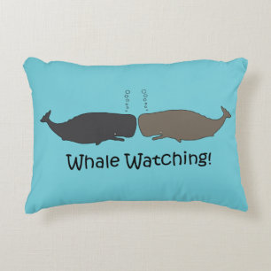 Ocean Whale Watching en Blue Stripes Accent Kussen