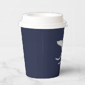 Ocean Whales Tail Outline Navy and Grey Party Papieren Bekers (Rechts)