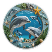 Ocean Whirl Dolphins Keramische Knop (Voorkant)
