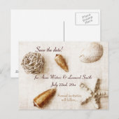 Ocean Whisper - Elegante schelpen Bewaar de datum Aankondigingskaart (Voorkant / Achterkant)