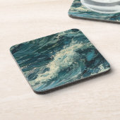 Ocean Whitecaps Schilderij Bier Onderzetter (Linkerzijde)