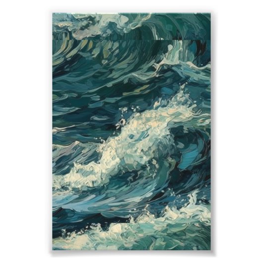 Ocean Whitecaps Schilderij Foto Afdruk (Voorkant)
