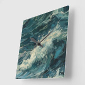 Ocean Whitecaps Schilderij Vierkante Klok (Hoek)