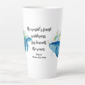Ocean Wildlife - Waterverf Zee Turtle & Blue Whale Latte Mok (Voorkant)