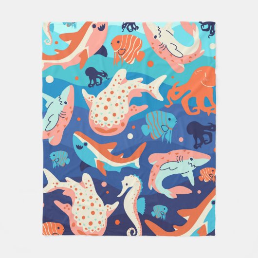 Ocean Wonders Fleece Deken (Voorkant)