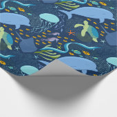Ocean World Aquatic Zee Beach Pattern Gift Wrap Cadeaupapier (Hoek)