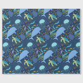 Ocean World Aquatic Zee Beach Pattern Gift Wrap Cadeaupapier (Vlak)