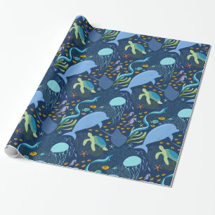 Ocean World Aquatic Zee Beach Pattern Gift Wrap Cadeaupapier