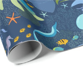 Ocean World Aquatic Zee Beach Pattern Gift Wrap Cadeaupapier (Rol Hoek)